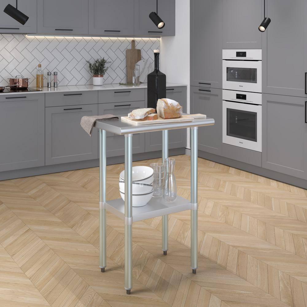 Stainless Steel Table with Undershelf. Metal Prep Table. NSF.