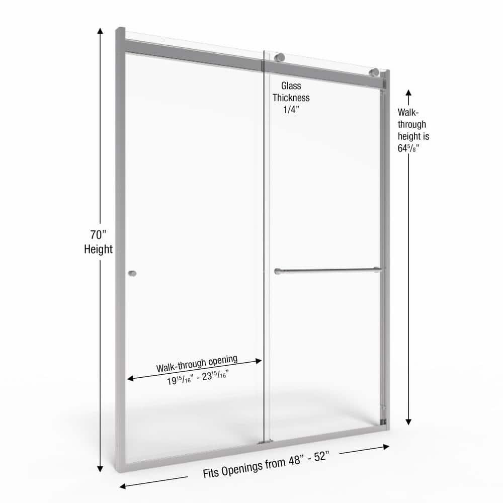 Rotolo 52" W x 70" H Semi Frameless Shower Door