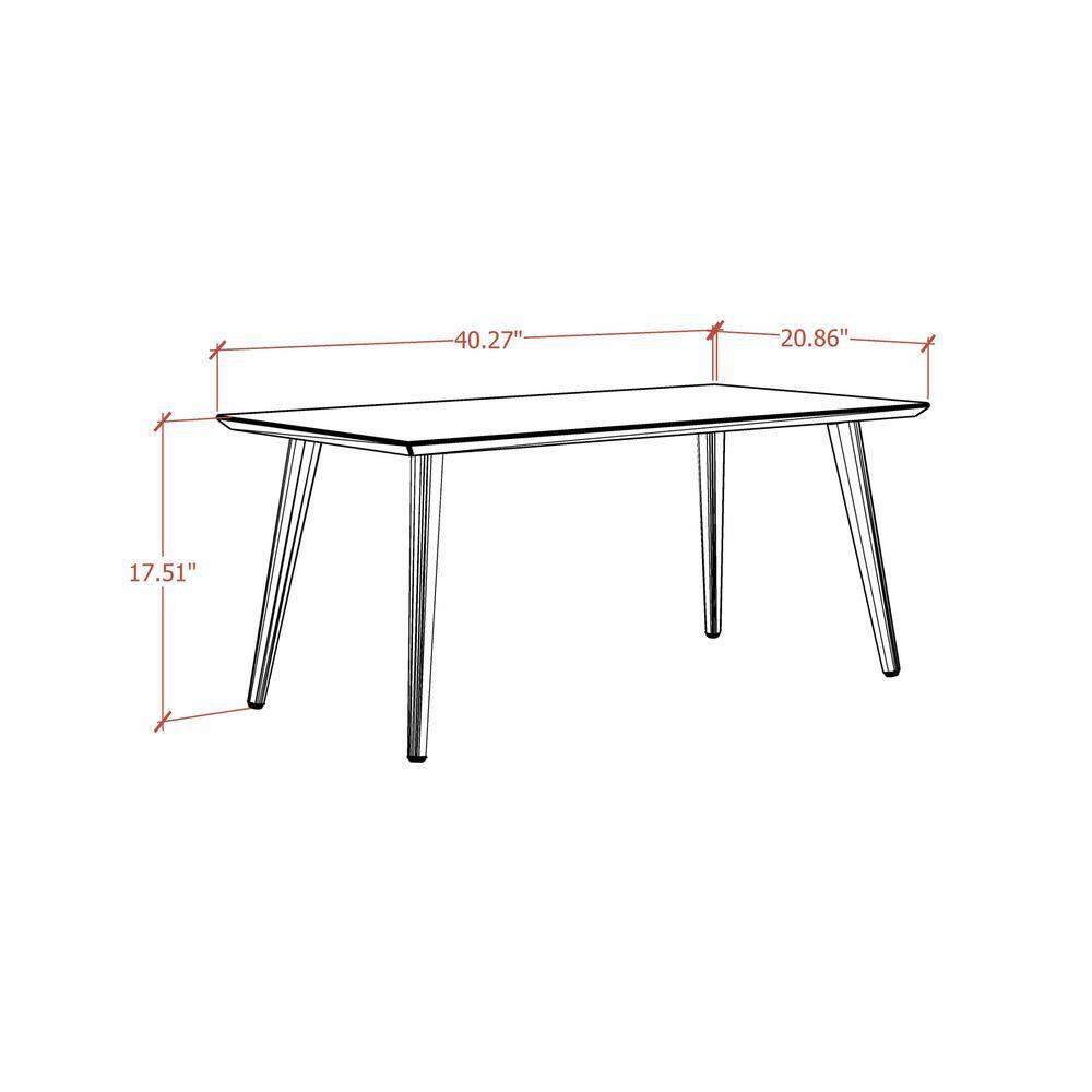 11.81" Utopia High Gloss White Coffee Table with Splayed Legs - Manhattan Comfort: Mid-Century Modern Design