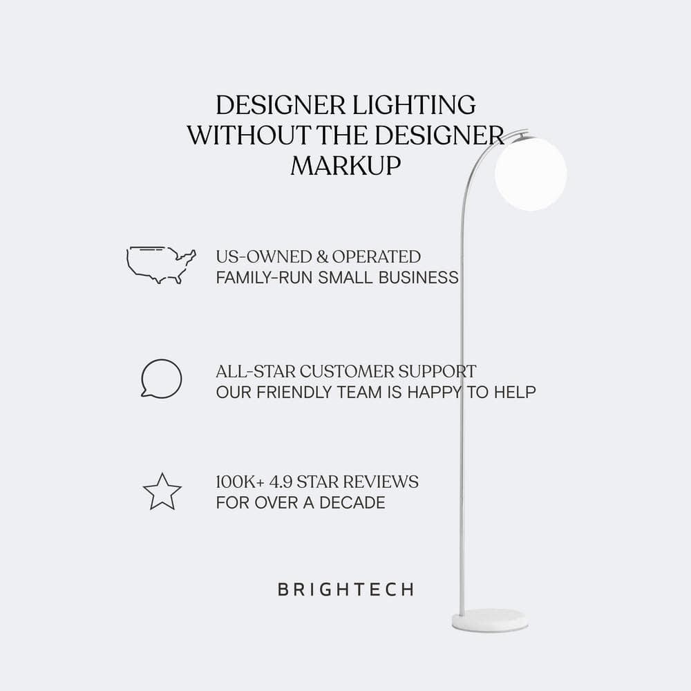 Brightech Swoop 69 in. Mid Century Modern Adjustable Curved Black Standing Lamp with Metal Bowl Shade and Gold Finish - LED Bulb Included