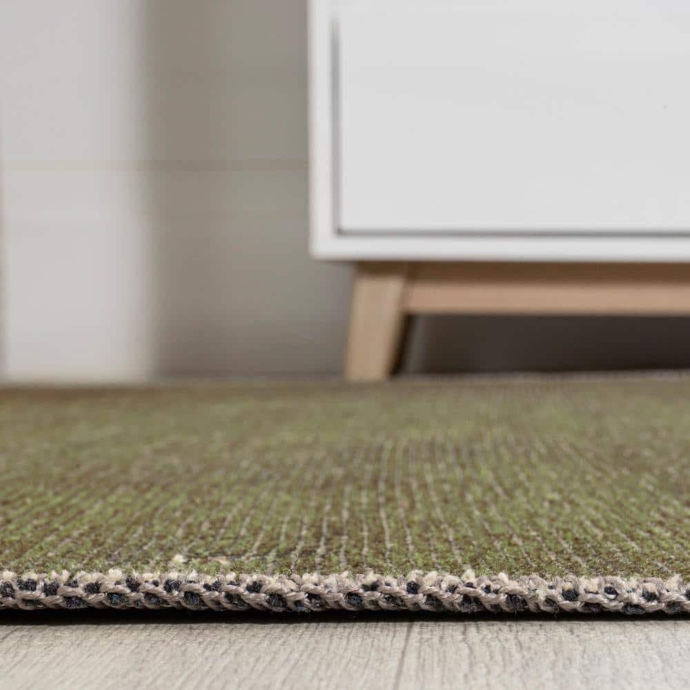 8' x 10' Cirkel Minimalist Geometric Dot Machine-Washable Area Rug, Olive/Cream - JONATHAN Y