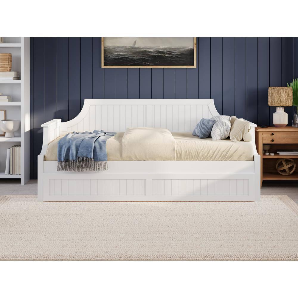 AFI Cambridge Twin Wood Daybed with Twin Size Trundle in White