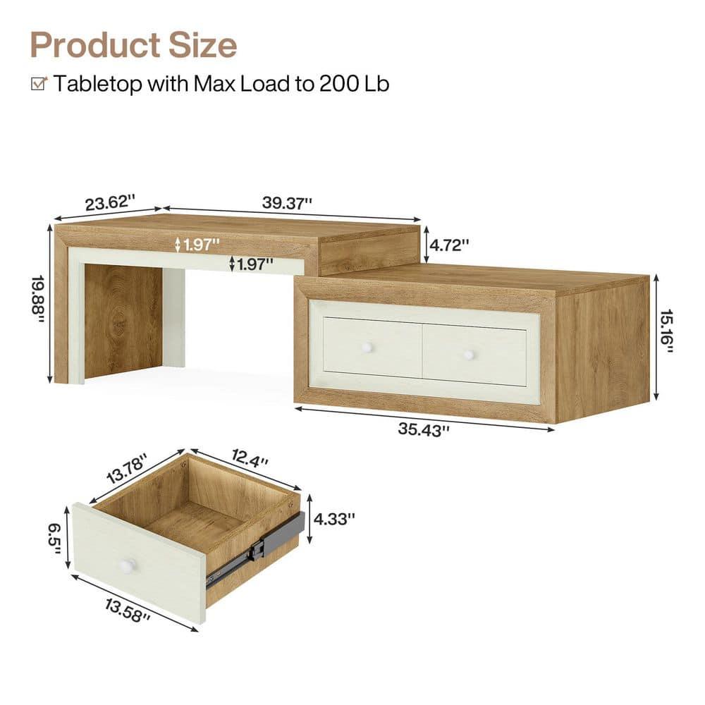 Tribesigns Extendable Coffee Table with 2 Drawers