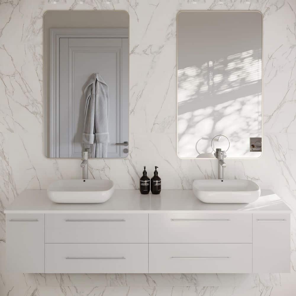 Fresca Lucera 72" Solid Wood Bathroom Cabinet with Double Vessel Sinks in White