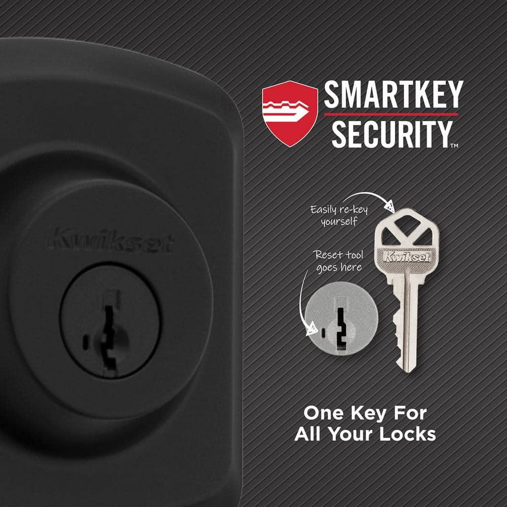 Henley Matte Black Single Cylinder Door Handleset with Round Handle Featuring SmartKey Security