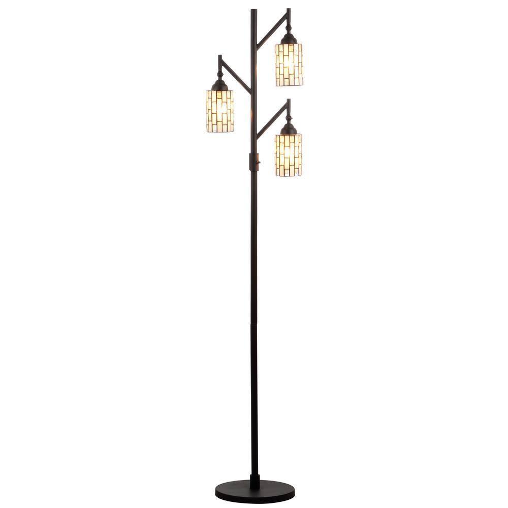 JONATHAN Y JYL8012A Lewis Tiffany-Style 71" Multi-Light LED Floor Lamp, Traditional for living room, dinning room, bedroom, office Bulb Included, Bronze