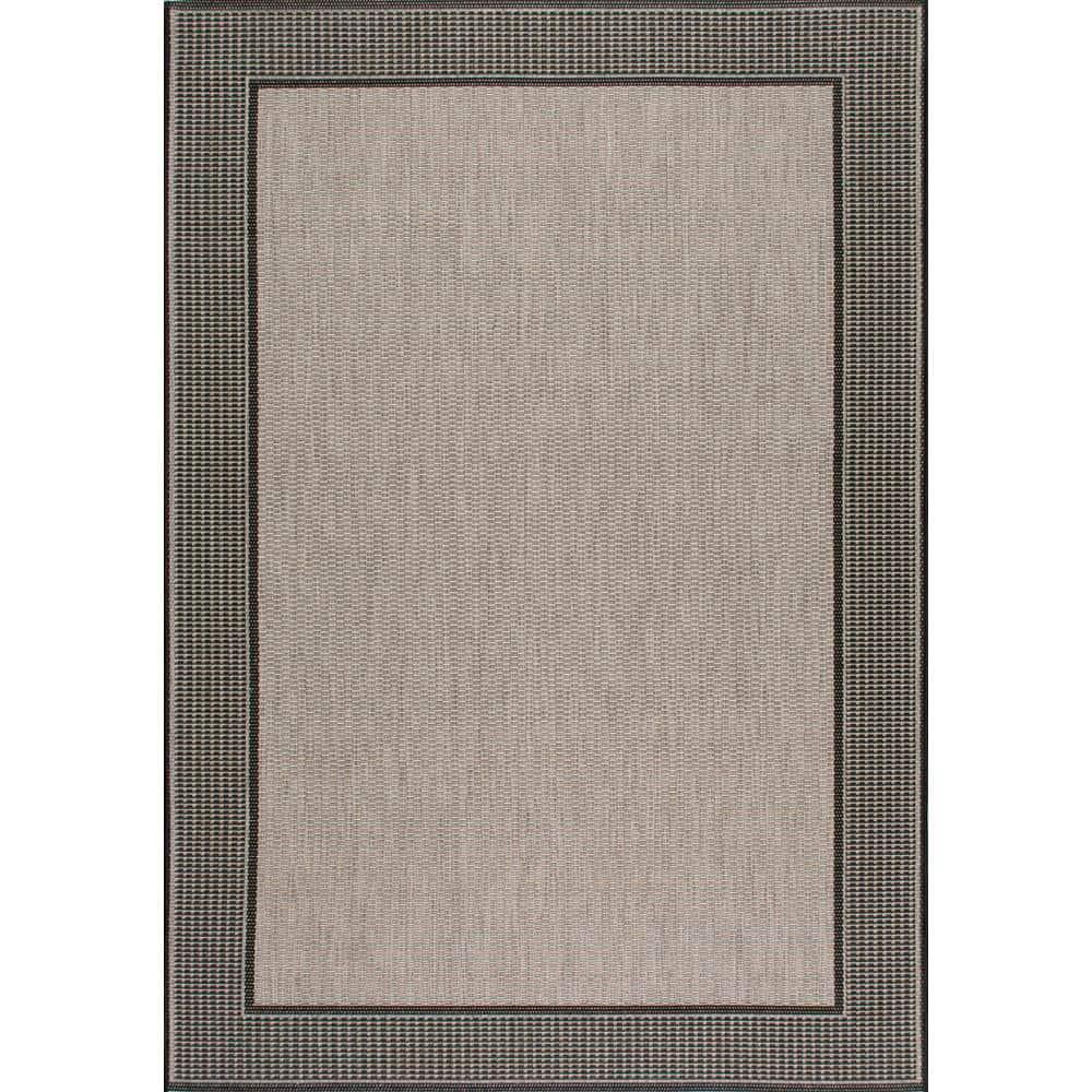 Nuloom Gris Bordered 6x9 Indoor/Outdoor Area Rug for Living Room Patio Deck Front Porch Kitchen, Grey/Black