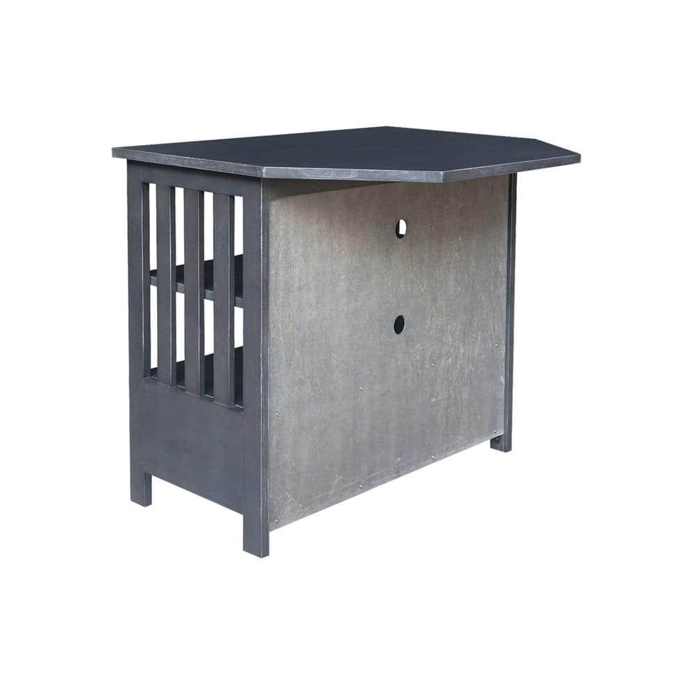 Solid Wood TV Stand with Shelves and Drawer in Heather Gray - 28.9"  Height