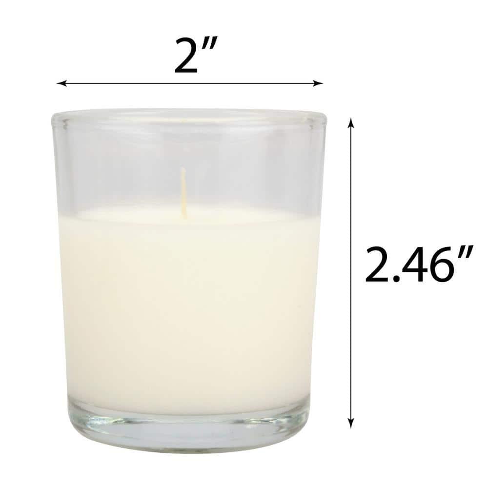 48pk Unscented Long Burning Clear Glass Wax Candles Ivory - Stonebriar Collection: Traditional Style, 15hr Burn Time