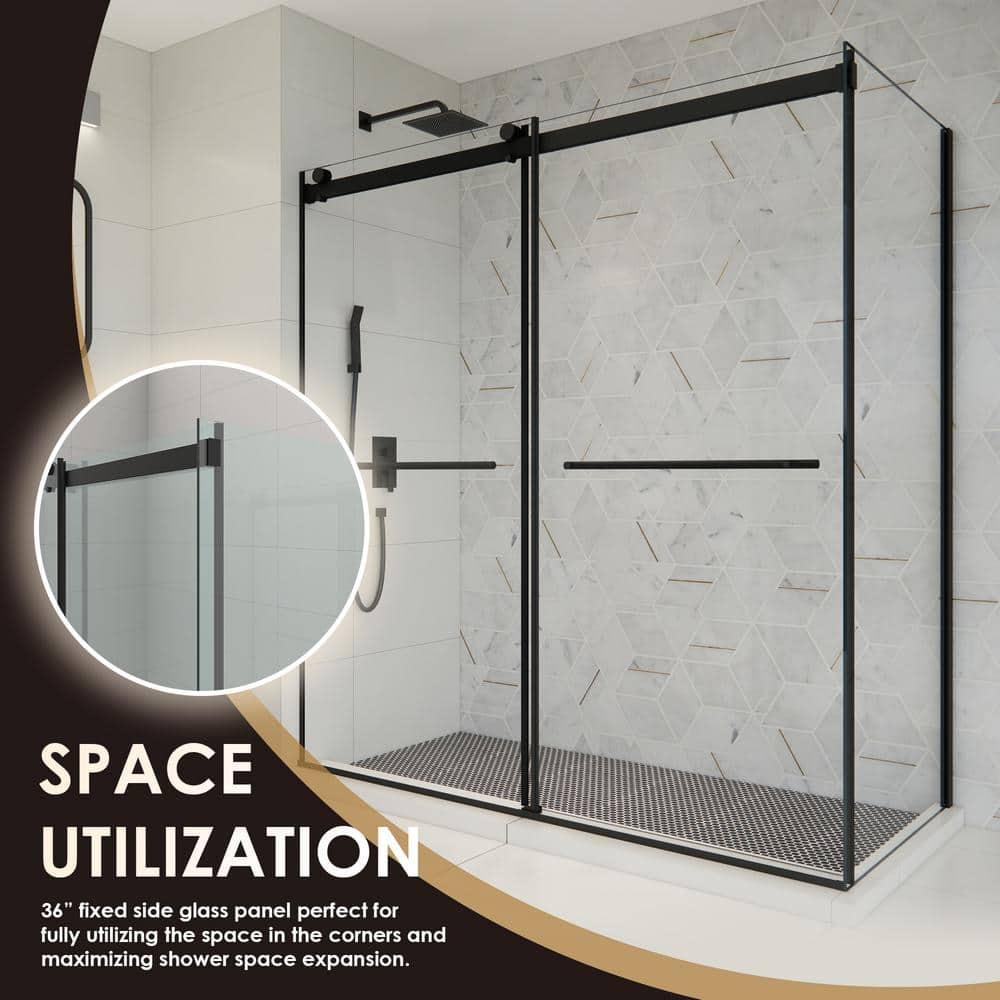 Belizzi 68" W x 76" H By Pass Frameless Exposed Roller Shower Enclosure with Clear Glass