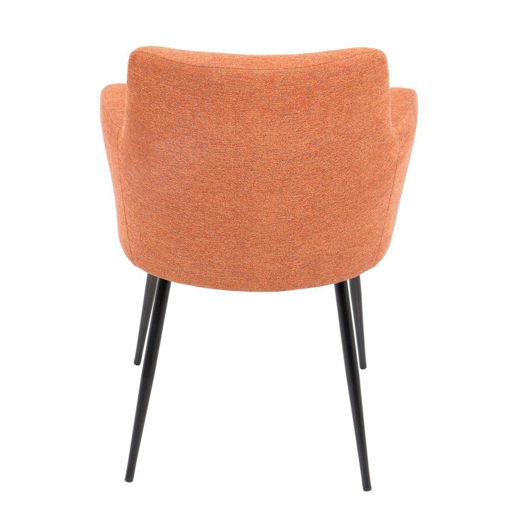 Set of 2 Andrew Contemporary Dining Accent Chairs Orange - Lumisource: Upholstered, Metal Legs, Padded Armrests