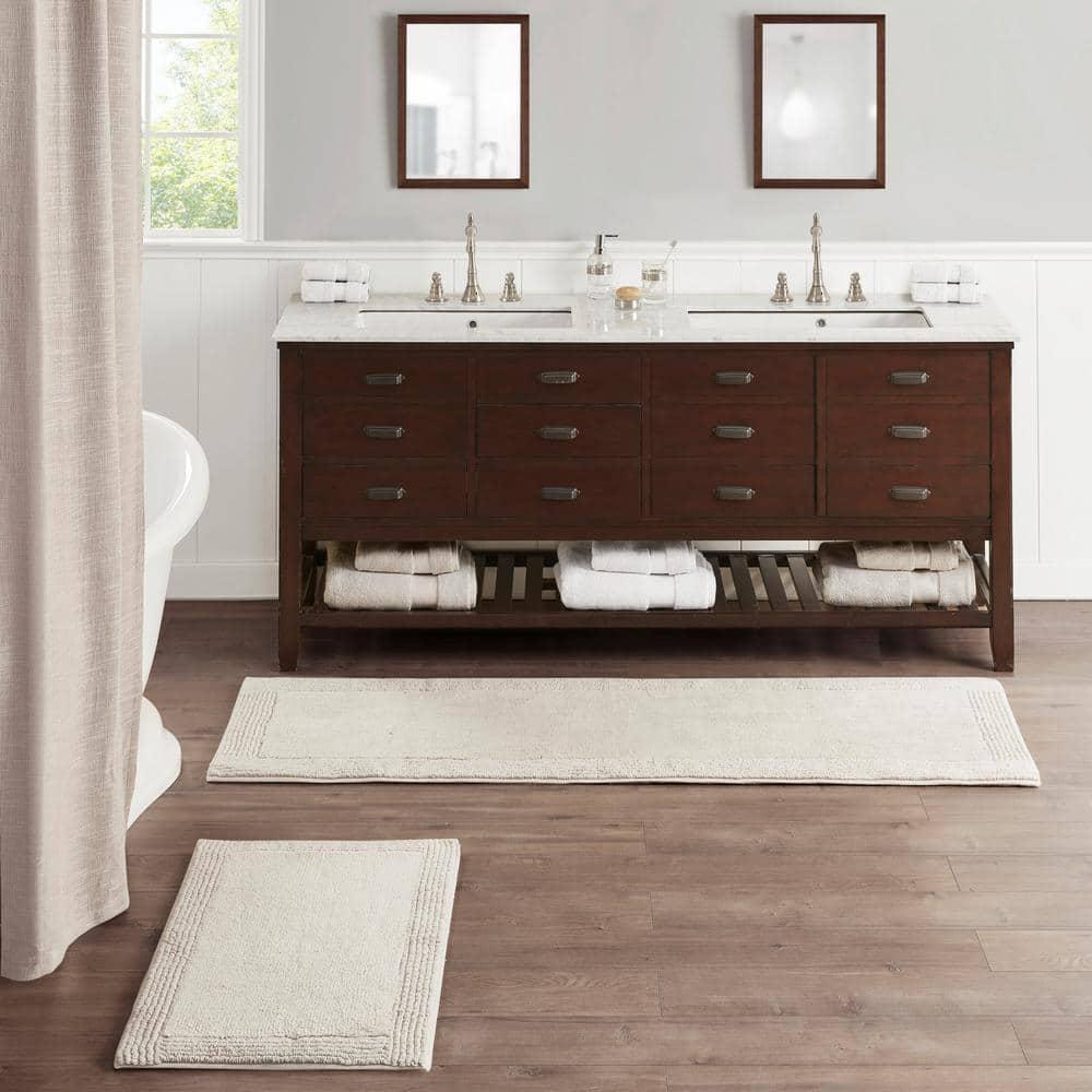 Madison Park 24"x72" Splendor Cotton Tufted Reversible Bath Rug Tan: Machine Washable, OEKO-TEX Certified