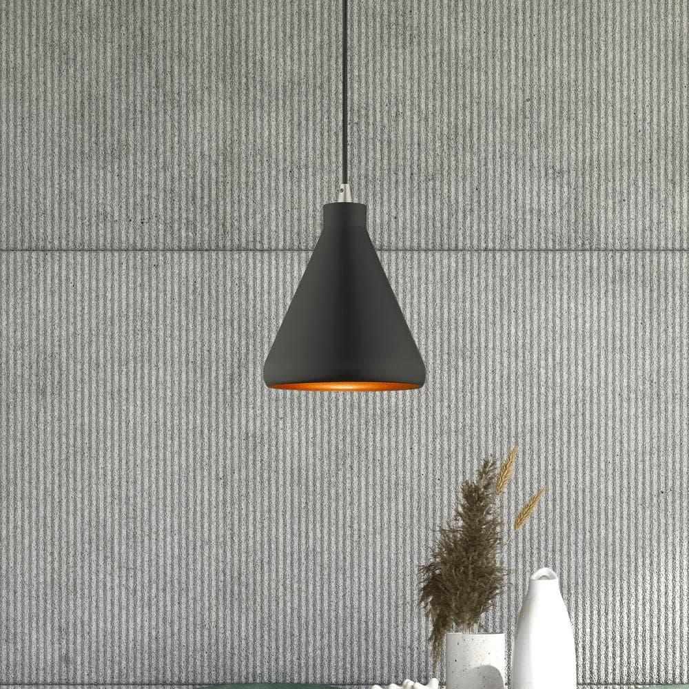 Livex Lighting Metal Shade 1 - Light Chandelier in  Black