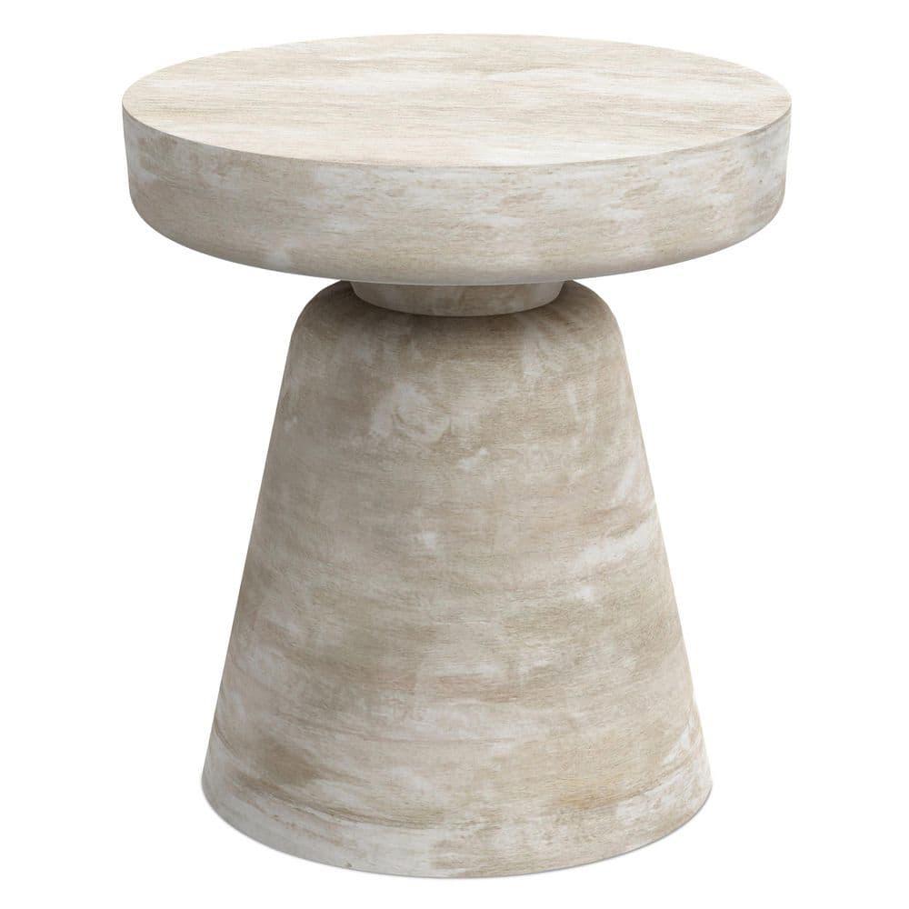 Simpli Home Robbie 16"W Solid Mango Wood Round Accent Table with Sculptural Design