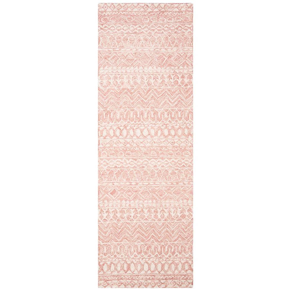 Micro-Loop MLP502 Hand Tufted Indoor Runner Rug - Pink/Ivory - 2'3"x7' - Safavieh