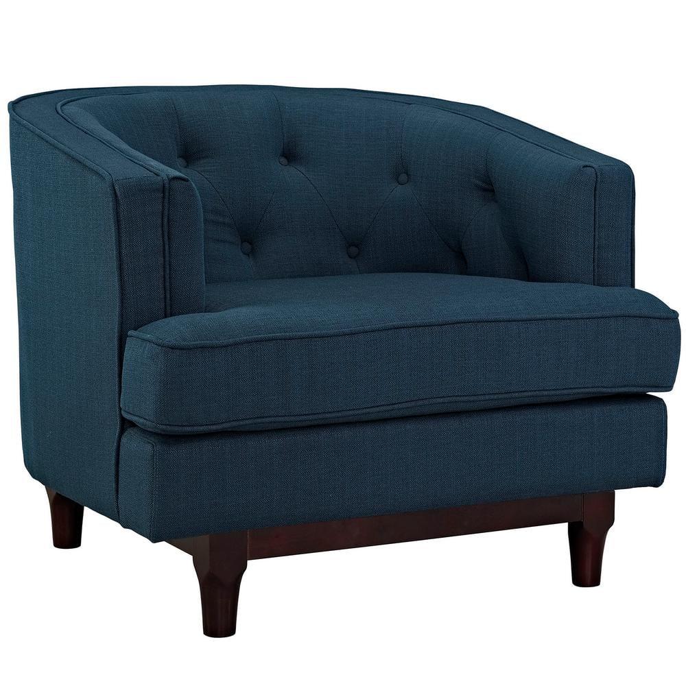 Modway Coast Modern Upholstered Polyester Fabric Armchair in Azure Blue