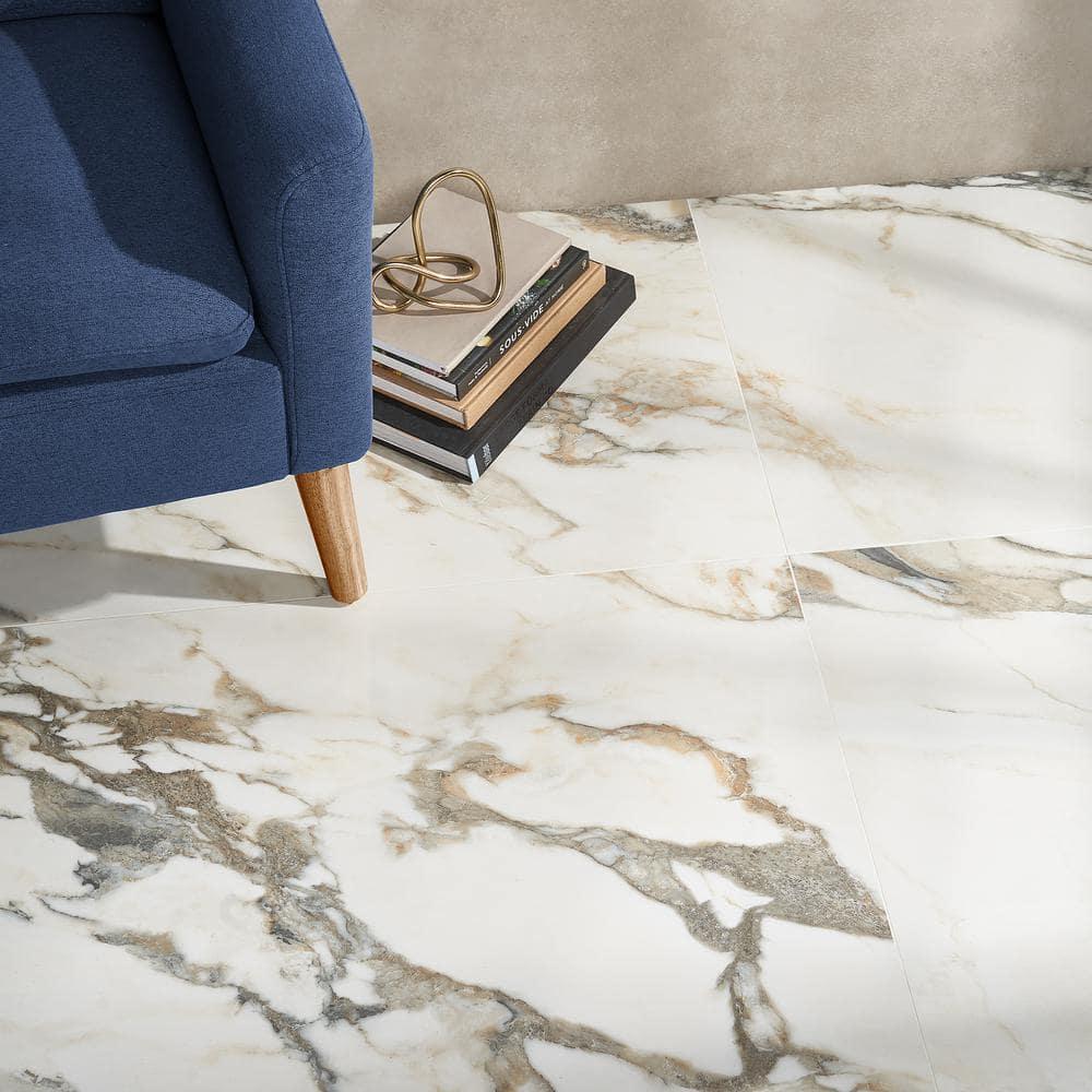 Bond Tile 24" x 47" Polished Marble Look Porcelain Floor and Wall Tile (15.5 Sq. Ft. / Case)