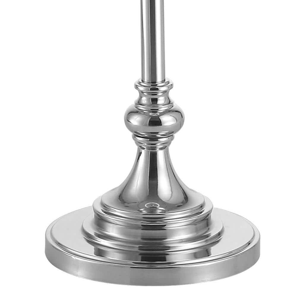 JONATHAN Y JYL3055B Cora 60" Metal/Glass LED Side Table and Floor Lamp, Contemporary, Transitional for living room, dinning room, bedroom, office Bulb Included, Chrome