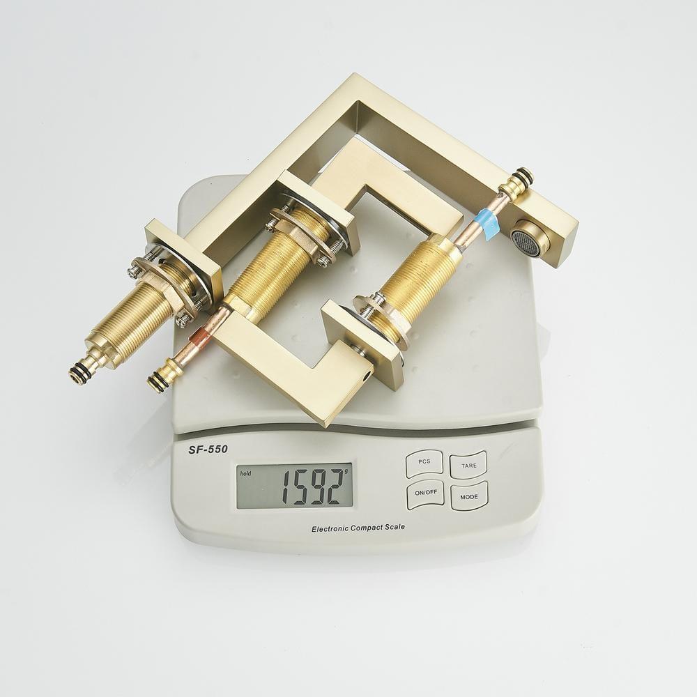 BWE Widespread Bathroom Faucet 3 Hole Brushed Gold with Supply Hose Bathroom Faucets for Sink 2-Handle 3 Pieces 8 Inch Basin Lavatory Mixer Tap Lead-Free