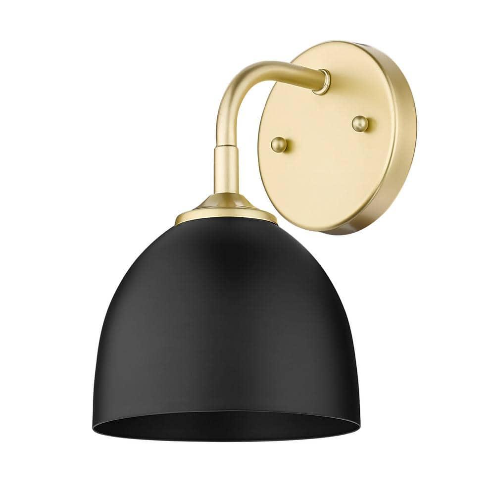 Golden Lighting Zoey 1-Light Wall Sconce in Olympic Gold with Matte Black