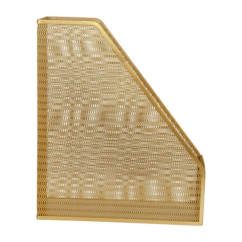 Martha Stewart Mesh Metal Single Slot Magazine File Holder Gold