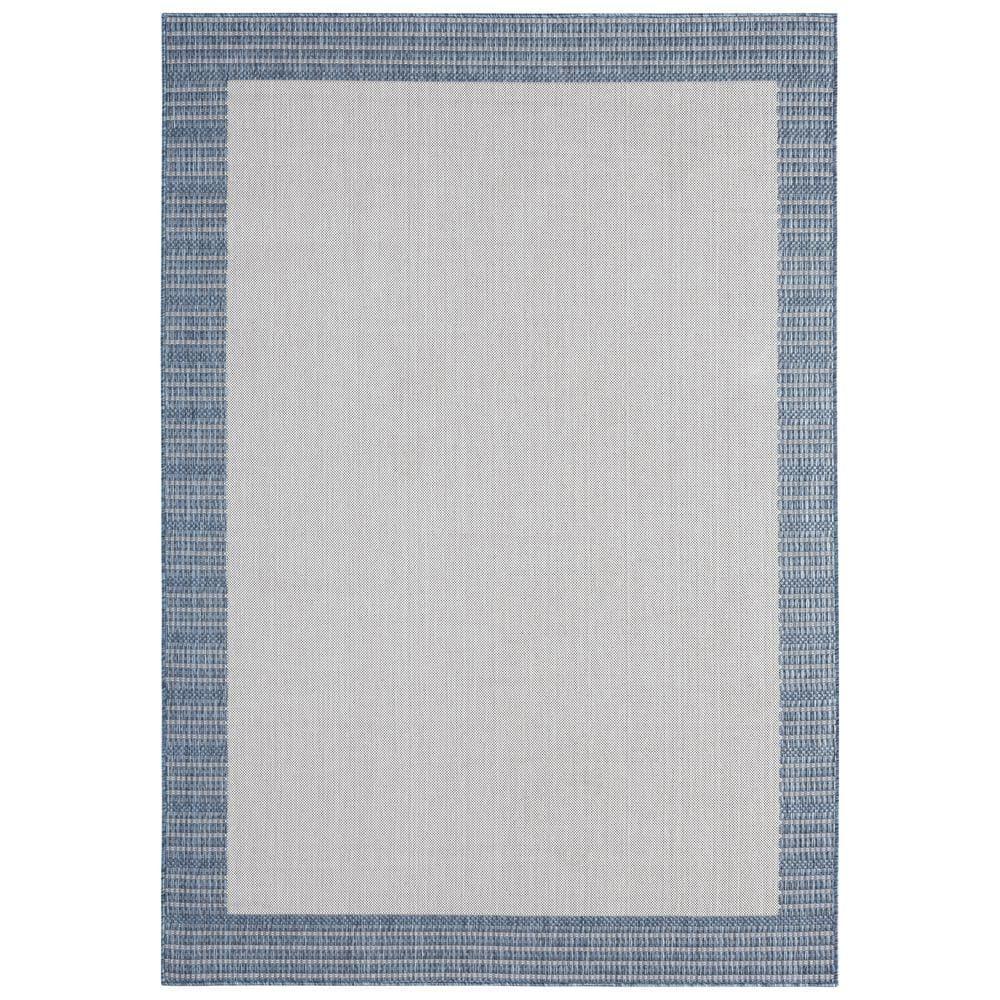 5'2" x 7'2" New York Patio Country Landry Indoor/Outdoor Rug Gray/Blue - Nicole Miller: UV & Weather-Resistant