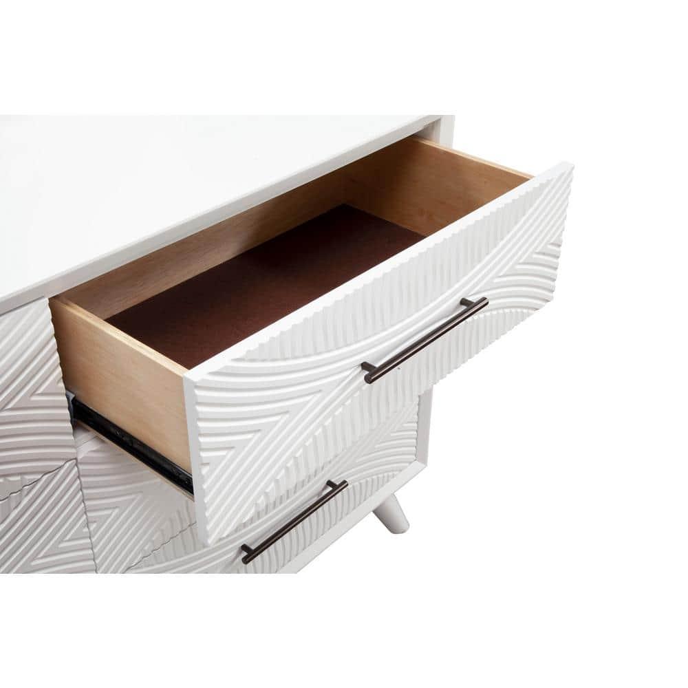 Alpine Furniture Tranquility 2 Drawer Nightstand, 22" W X 16" D X 26" H, white