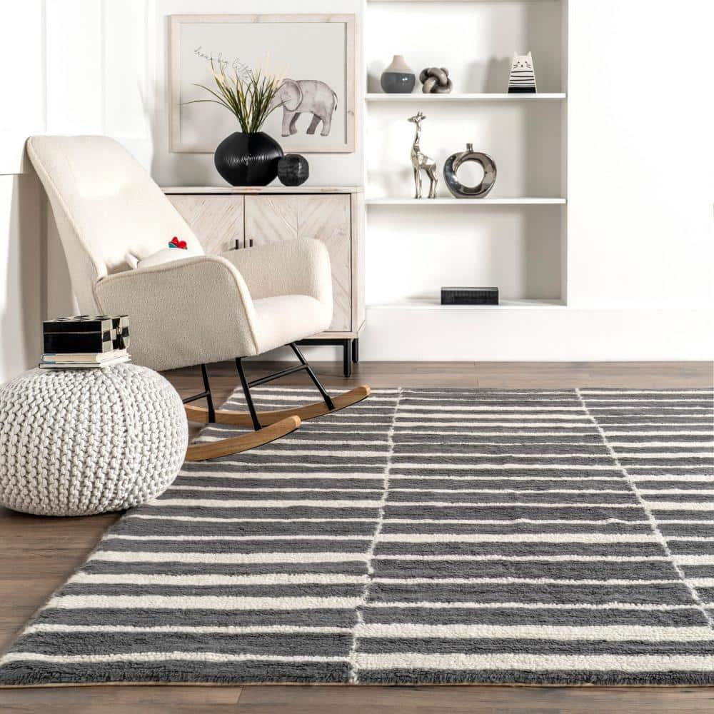 Nuloom Vlad Machine Washable Wool Area Rug, 5' x 8', Grey