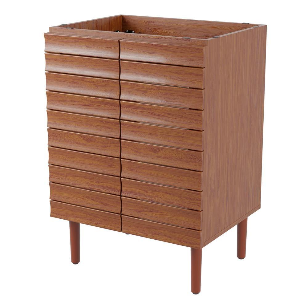 Aubert 24" Slat Modern Farmhouse 2-Shelf Bath Vanity Cabinet Only (Sink Basin not Included)