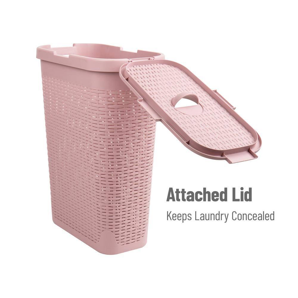 Mind Reader Mind Reader 40L Slim Laundry Hamper, Clothes Basket, Lid, Wicker Design, Plastic