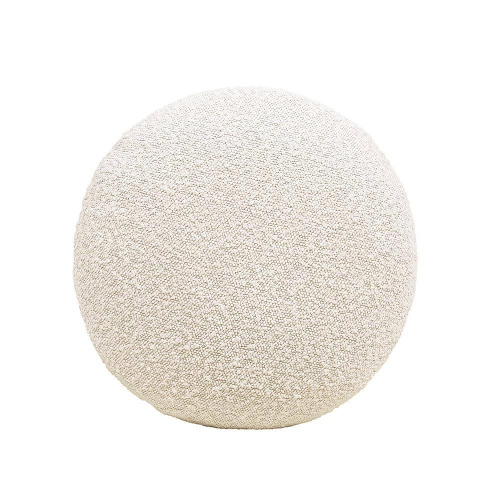 Fuji 15" Mushroom Footstool Ottoman Ivory White Boucle