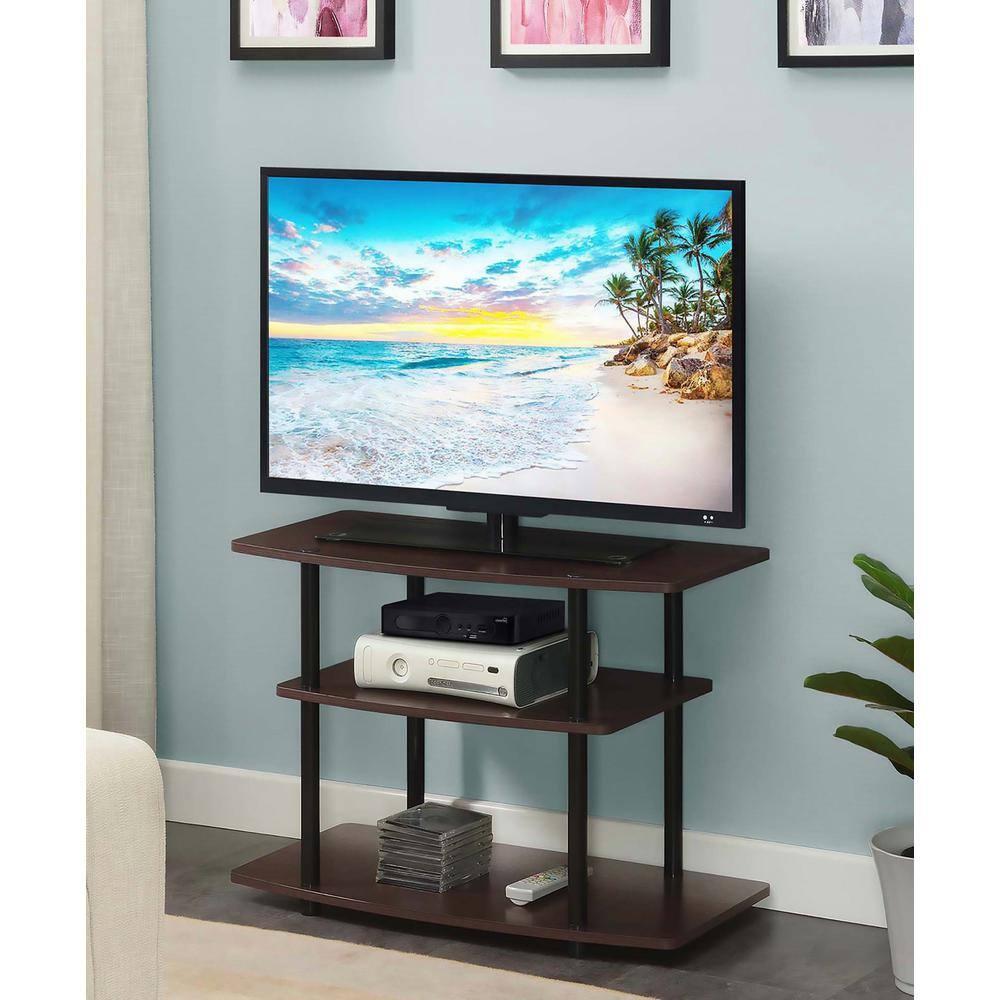 Convenience Concepts Designs2Go No Tools 3 Tier TV Stand, Espresso/Black Poles