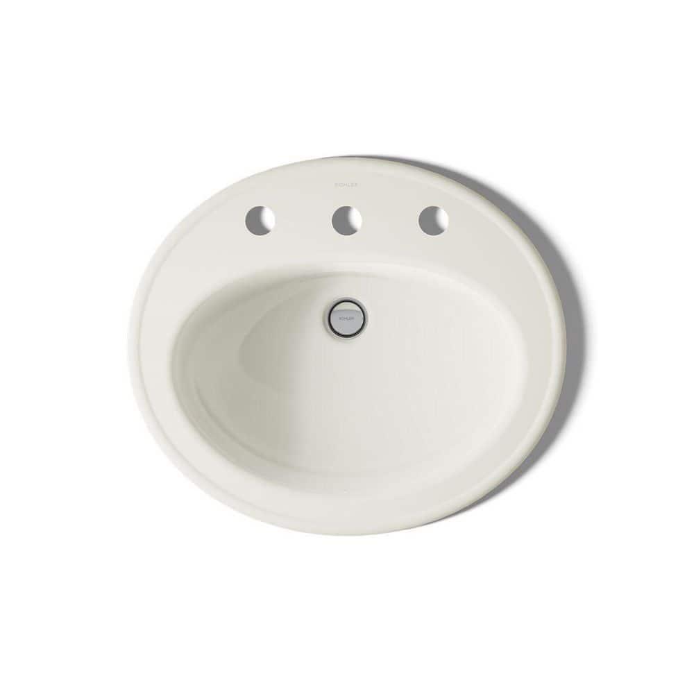 Pennington Ceramic Oval Drop-In Bathroom Sink with Overflow