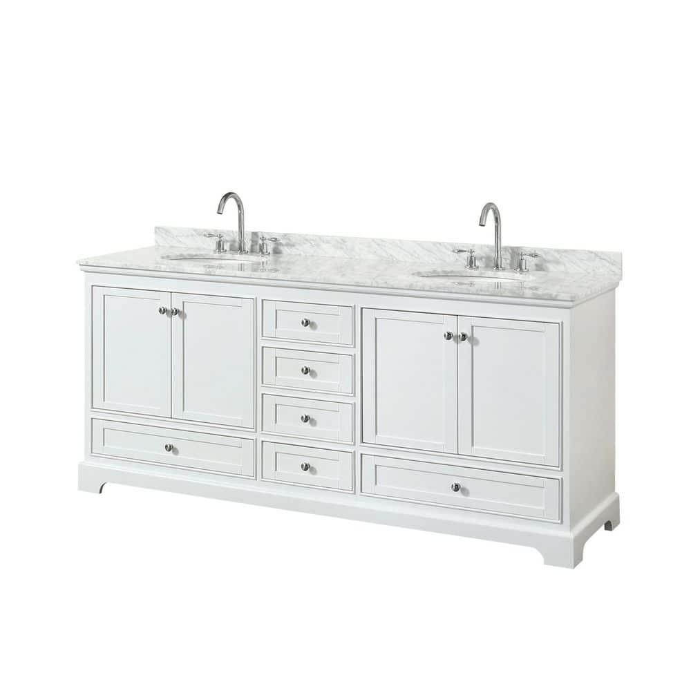 Deborah 80'' Double Bathroom Vanity with Marble Top