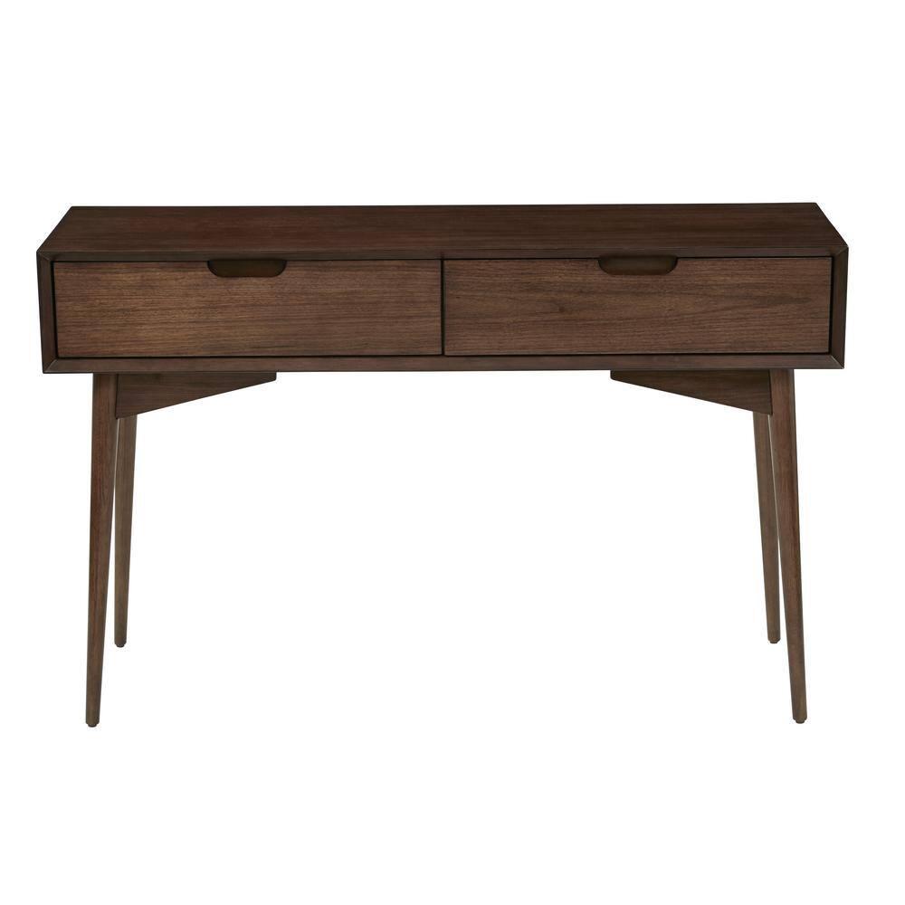 OSP Home Furnishings Copenhagen Console Table Walnut: 47.75" Wide, 2 Drawers, Wood Frame & Surface