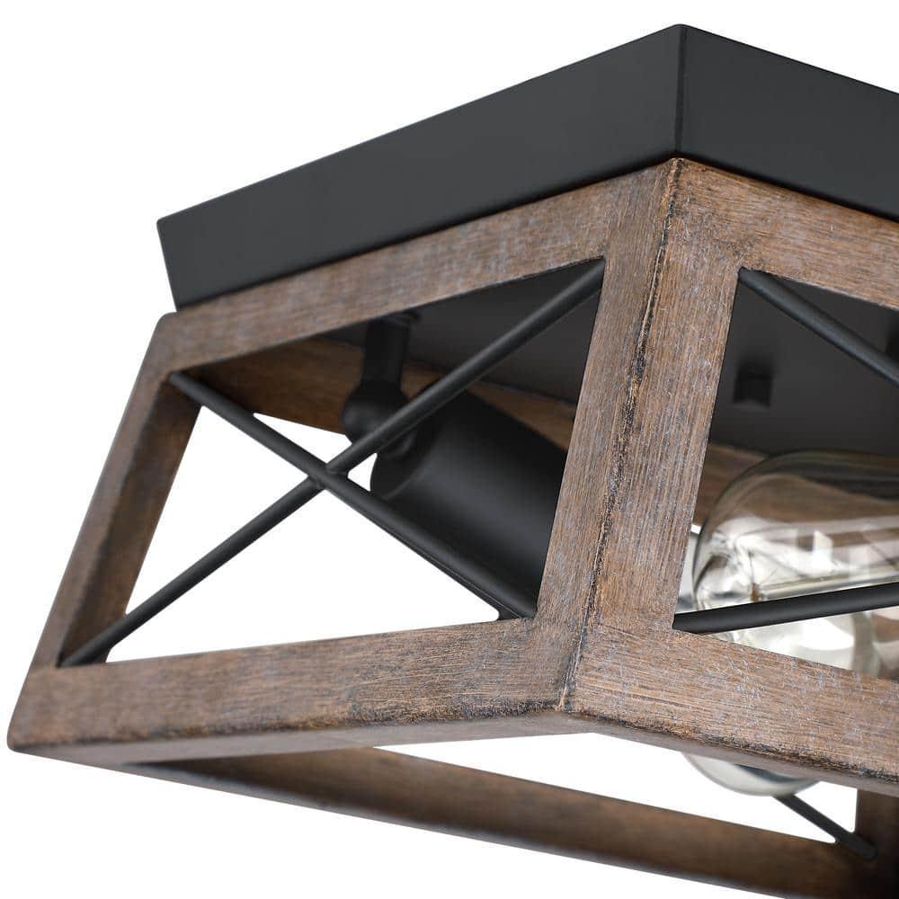 2-Light Finished Cage Classic Modern Dimmable Flush Mount Light