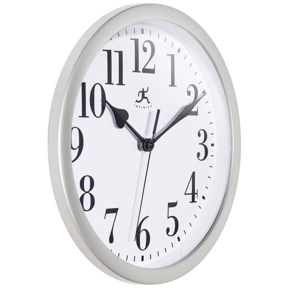 Infinity Instruments Classic Round Silver Traditional Wall Clock 9.625 Inch