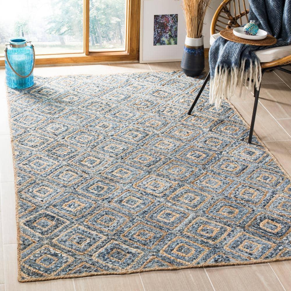 Cape Cod CAP354 Woven Indoor Area Rug - Natural/Blue - 8'x10' - Safavieh