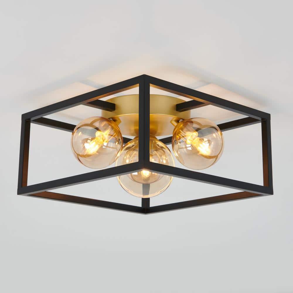 Artika Griffintown 1 Ceiling Light Geometric Flush Mount Black and Gold