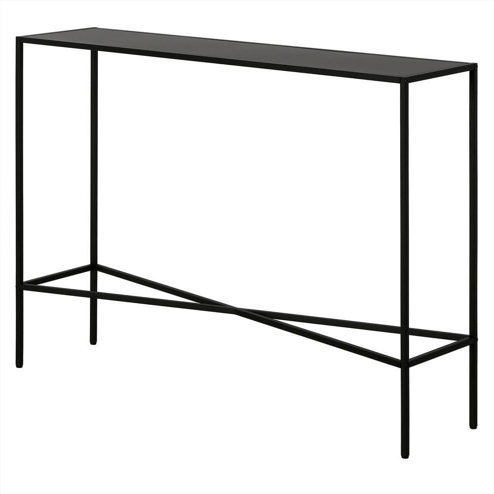 Evelyn&Zoe Henley 42" Wide Rectangular Console Table with Metal Top, Blackened Bronze