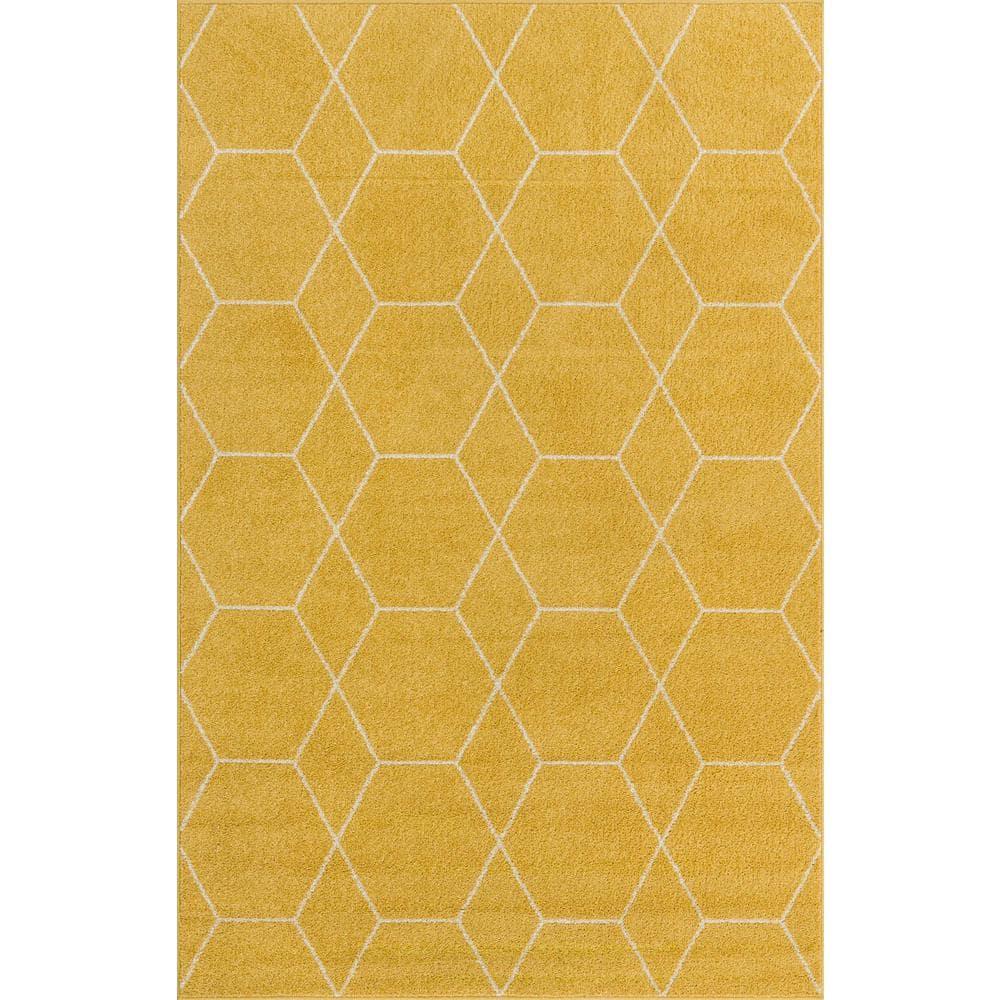 Unique Loom 5' 0 x 8' 0 Trellis Frieze Geometric Yellow Area Rug