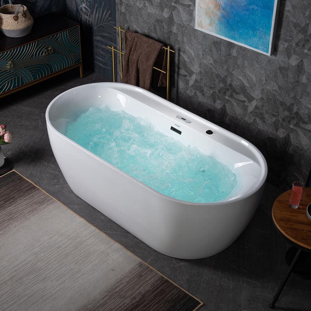 72" x 35-3/8" Whirlpool and Air Bath Heated Soaking Combination Tub with Wide Rim, LED Control Panel