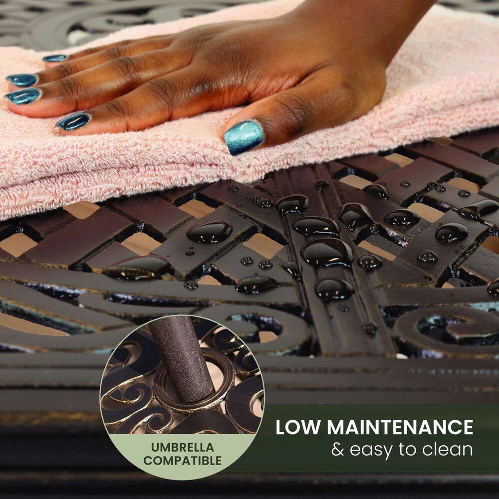 Hanover Brigantine Juego de Comedor Moderno para Exteriores de 7 Piezas / 4 Sillas con Cabestrillo, 2 Balancines Giratorios / Mesa con Tapa de 40'' x 70'' / Clima, Xido, Resistente a UV / Bronceado / BRIGDN7PCSW-2