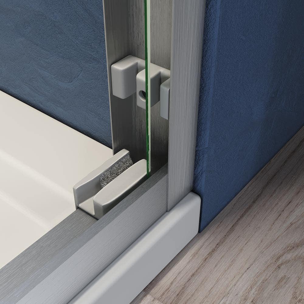 VODYXSEP Sliding Shower Glass Door 56-60 In. W X 72 In. H, Adjustable Semi Frameless Shower Door, Certified Thick Clear Clear Tempered Glass, 304 Stainless Steel Handles Y4VO-W2269P144322