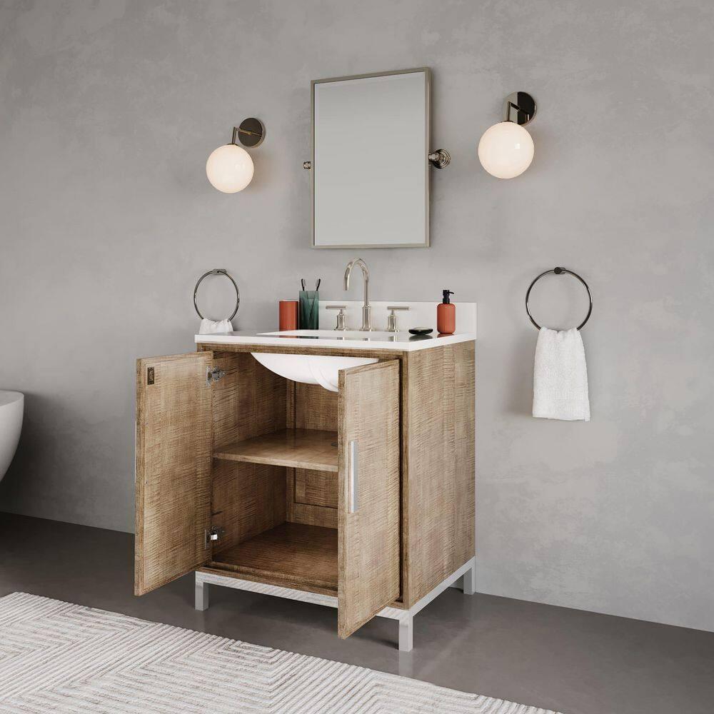 Westin 30" Lustrous Walnut Freestanding Bathroom Vanity with Quartz Top