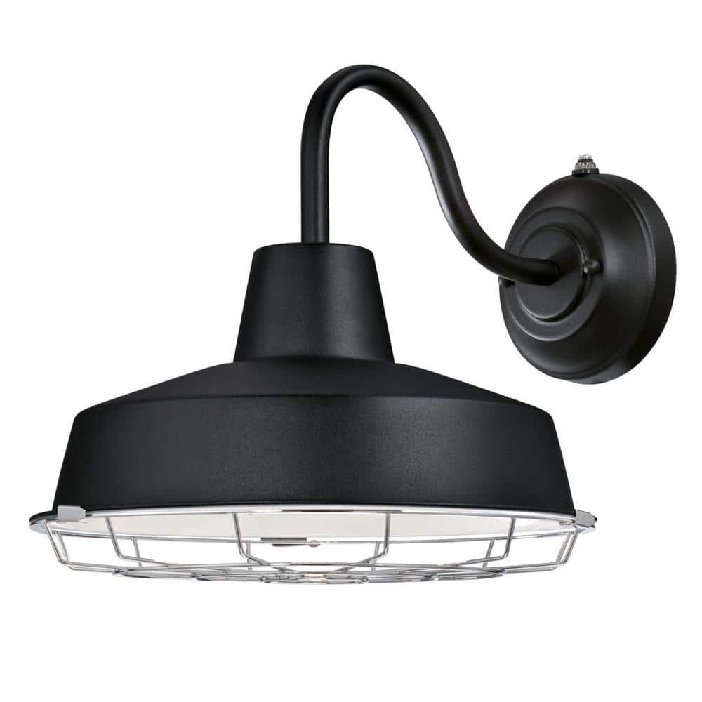 Westinghouse Lighting Westinghouse Academy One-Light LED Outdoor Wall Fixture, Cage Shade 20 Textured Black (New Version) 12-Inch 7 to 12 Inches 13 to