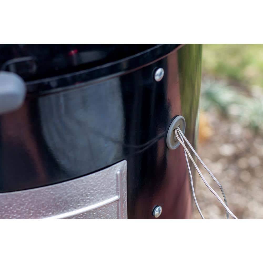 Black Porcelain Charcoal Smoker with Steel Grates and Thermometer