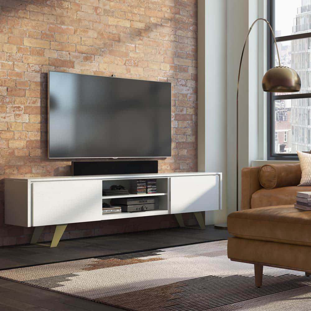 Simpli Home Lowry 63"W Solid Wood Modern Industrial TV Stand for TVs up to 70" with Storage