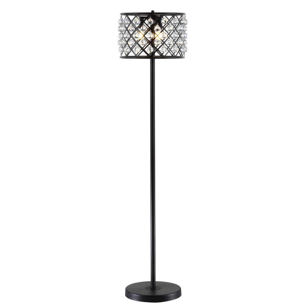 JONATHAN Y JYL9000B Elizabeth 60" Crystal/Metal LED Floor Lamp, Contemporary, Modern, Transitional, Elegant, Office, Living Room, Family Room, Dining Room, Bedroom, Hallway, Foyer, Bronze/Clear
