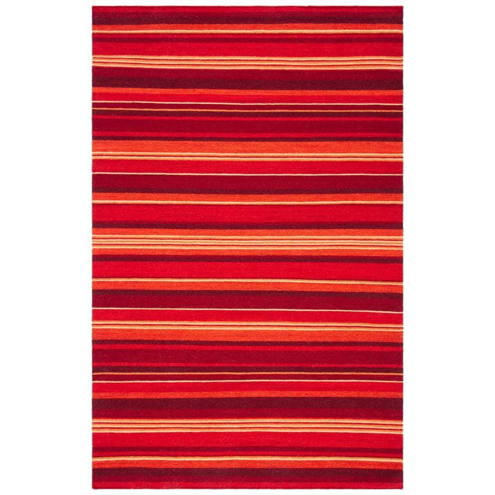 Striped Kilim STK601 Hand Loomed Indoor Area Rug - Red - 4'x6' - Safavieh